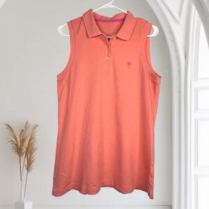 Lily Pulitzer Womens Polo Shirt Orange Sleeveless Island Polo Size L